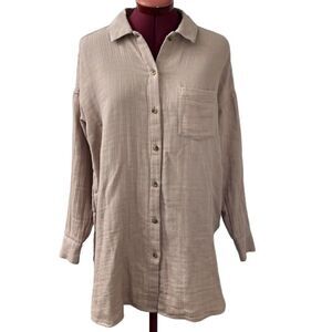 NWOT Pure Jill J. Jill Gauze Button Down Shirt Pink